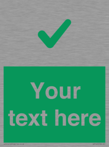 Custom green background, green tick sign